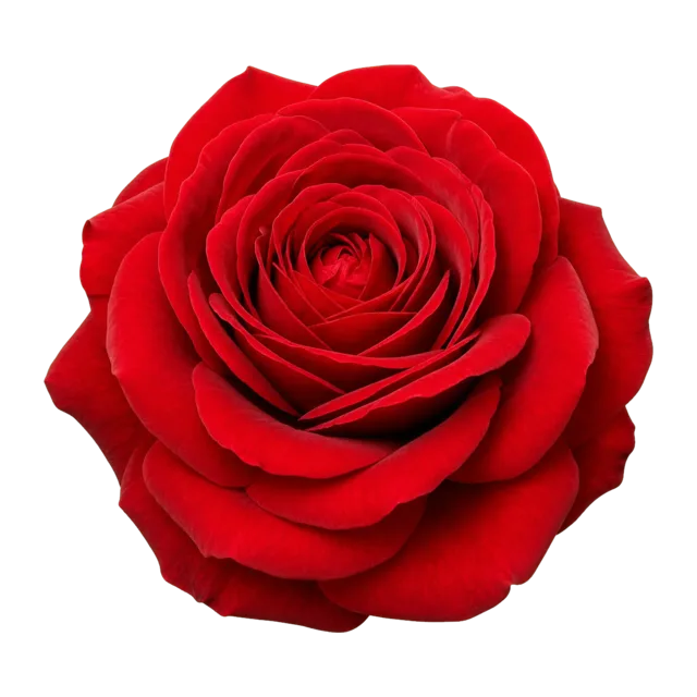 Freigestellte rote Rosenblüte