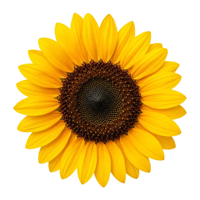 Freigestellter gelber Sonnenblumenkopf